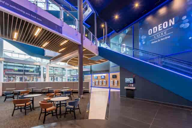 Modern event space at ODEON Luxe Birmingham with sleek design and ample seating.