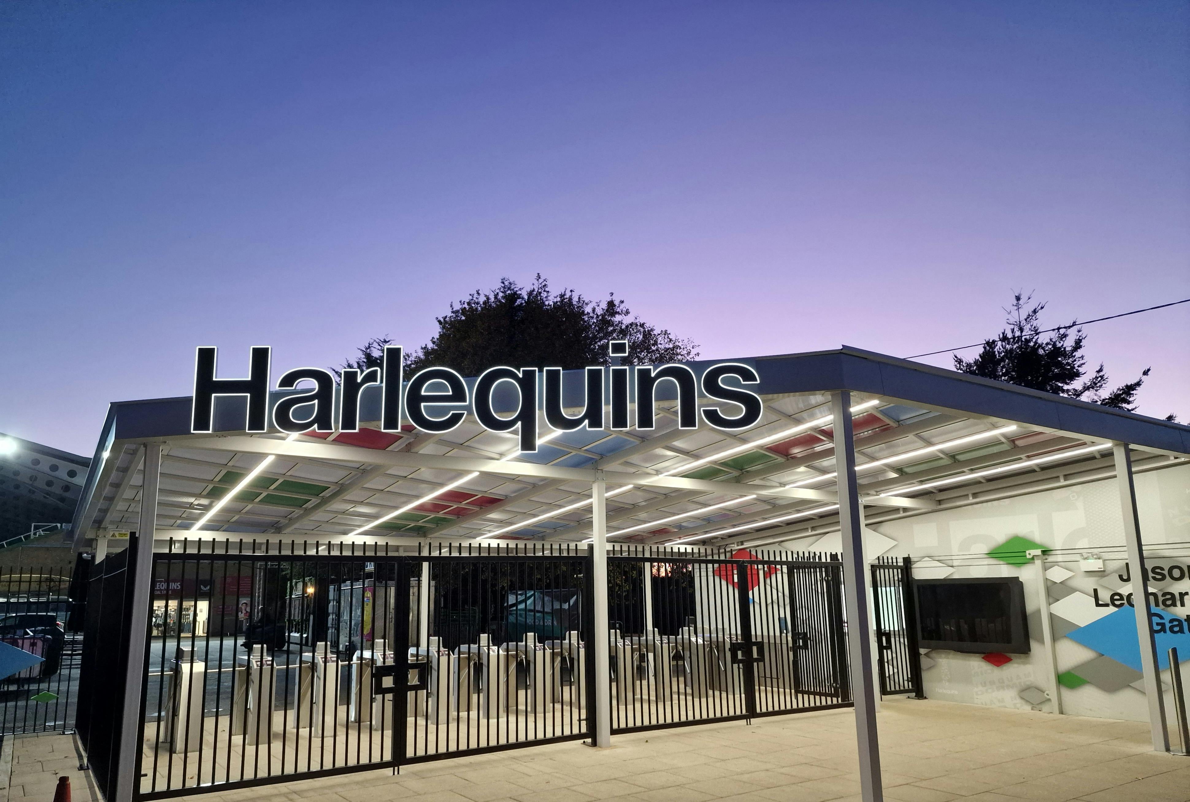 Harlequins event space at Twickenham Stoop Stadium, modern open-air venue for gatherings.