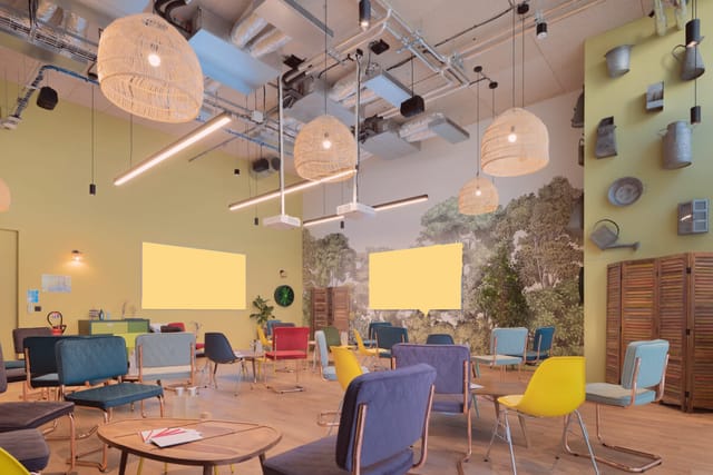 Modern meeting space in Comet Bourse, ideal for workshops and presentations.