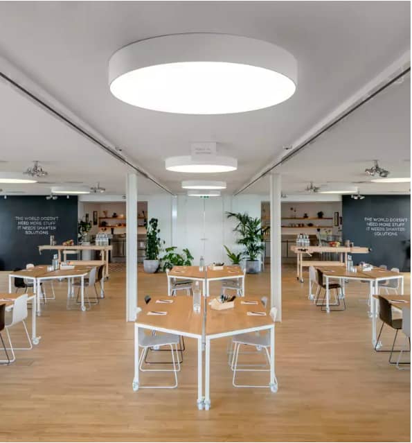 Modern meeting space at Hotel Zoku, ideal for workshops and corporate events.