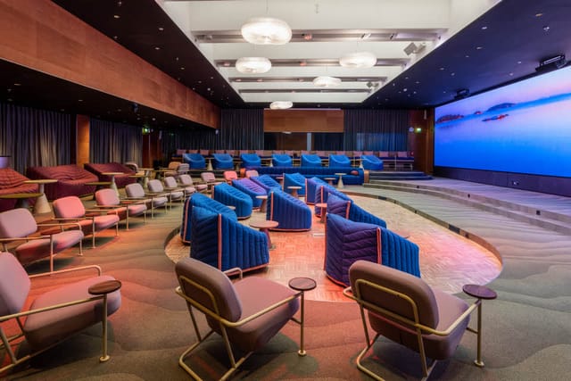 Modern event space in Scandic Helsinki with unique seating for collaboration.