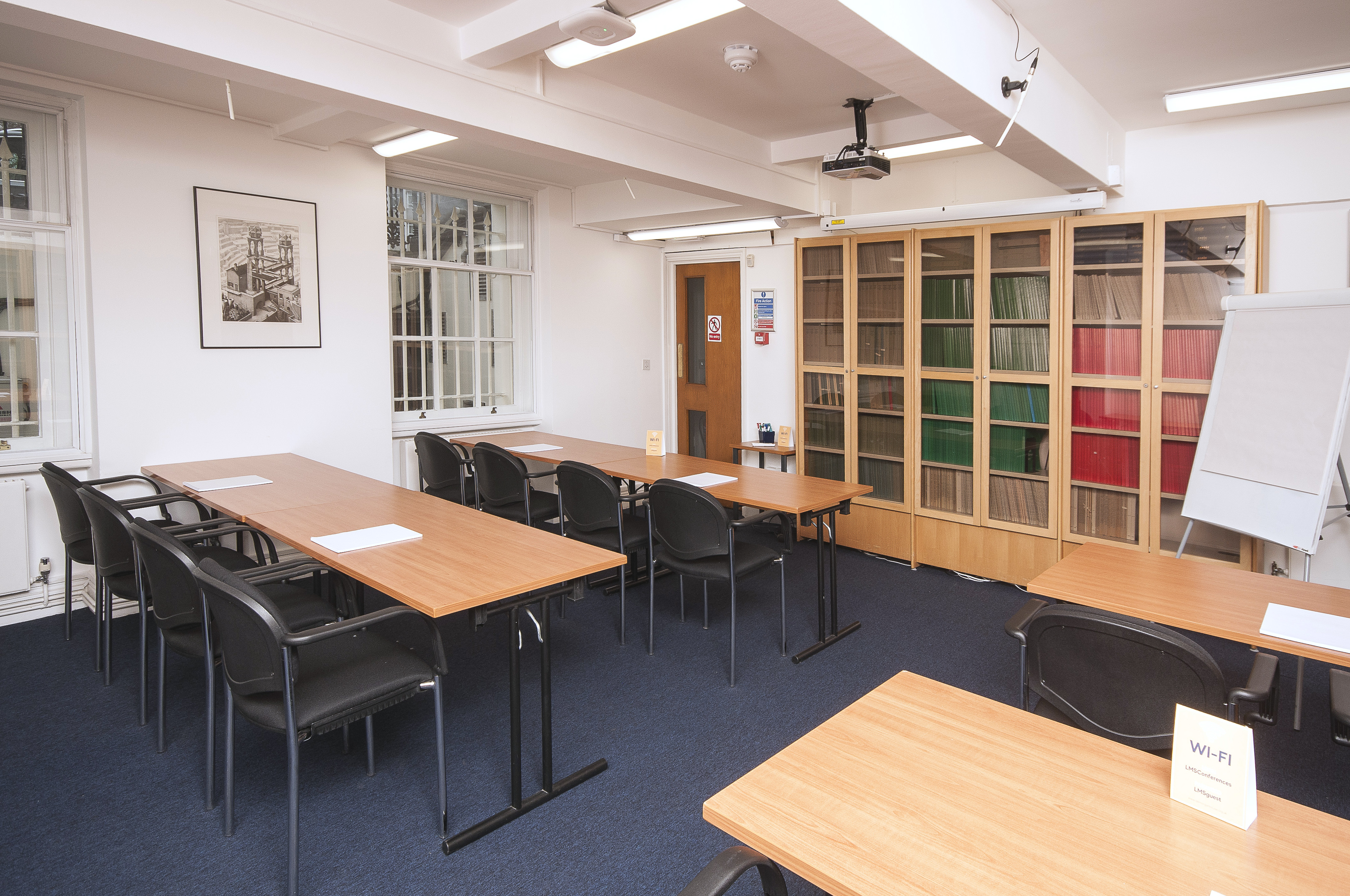 Cayley Room in De Morgan House: bright meeting space for productive events and collaboration.