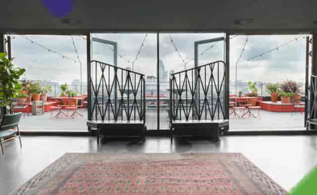 Stylish rooftop venue at Klein Canvas, perfect for networking events and cocktail parties.