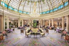 Elegant event space in Westin Palace Madrid with stunning glass dome for receptions.