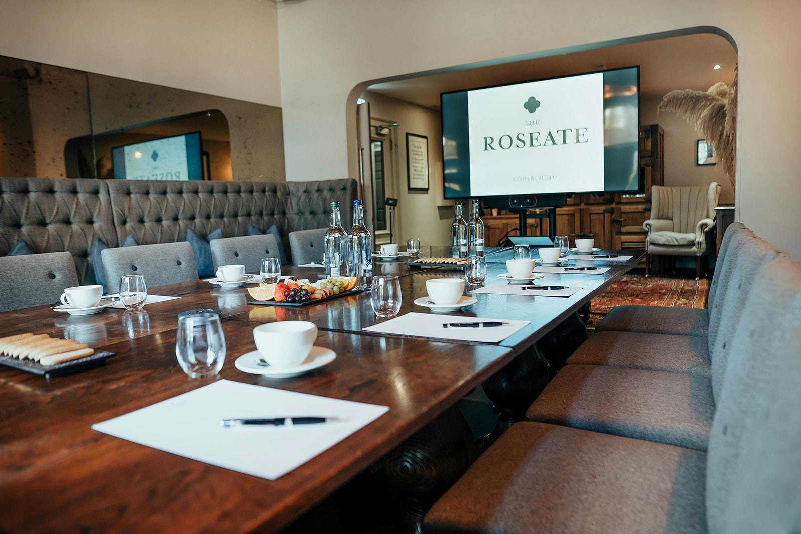 Elegant meeting room at Club Prive, The Roseate Edinburgh for corporate events and workshops.