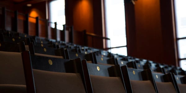 Lille sal in Oslo Konserthus with arranged seating for conferences and events.
