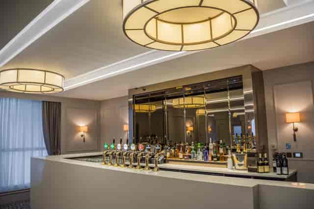 Modern bar in The Gandon Suite, elegant lighting for events and meetings.