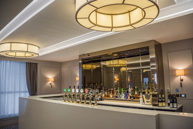 Modern bar in The Gandon Suite, elegant lighting for events and meetings.