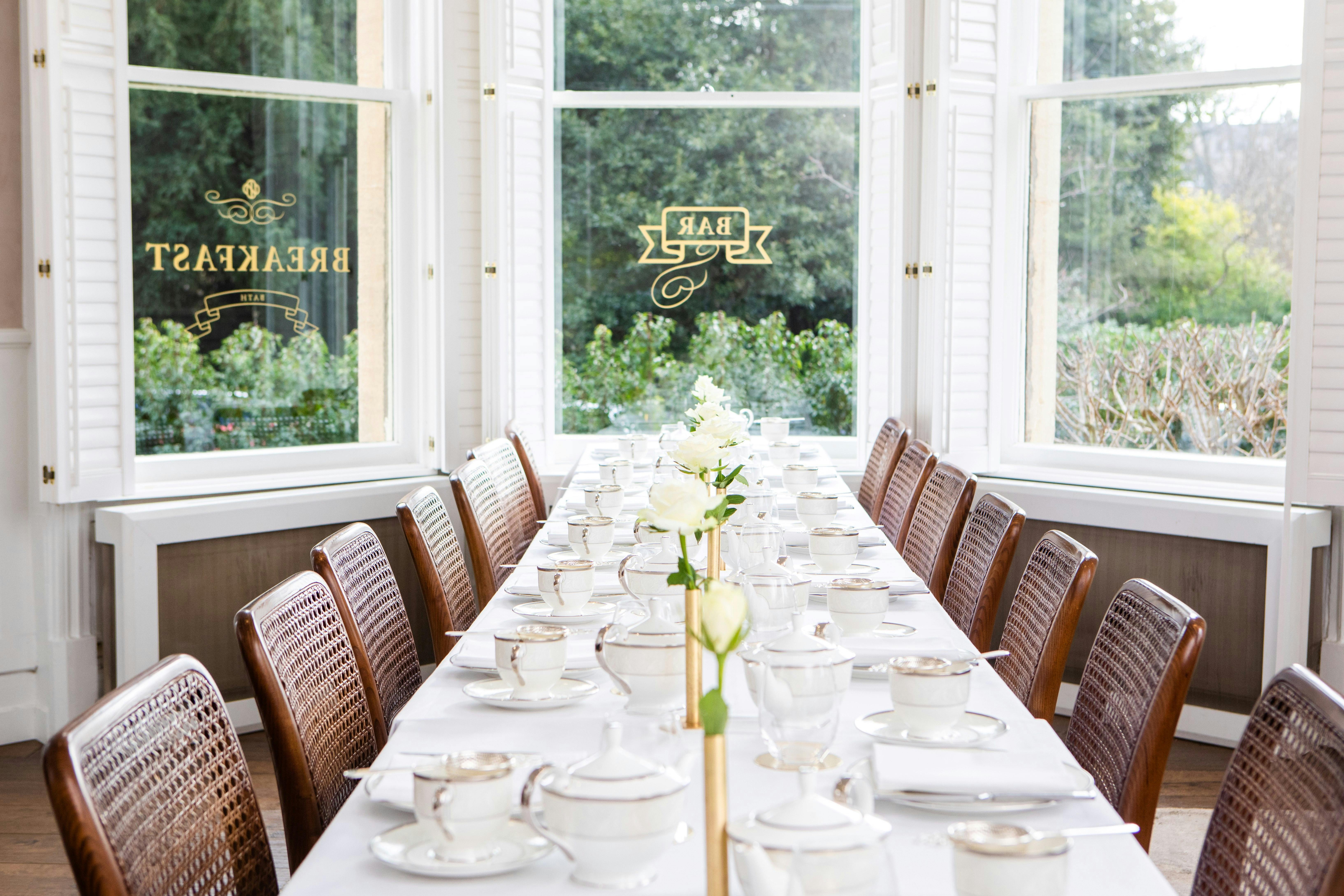 Elegant dining room at Henrietta Bar & Garden, perfect for upscale events and meetings.