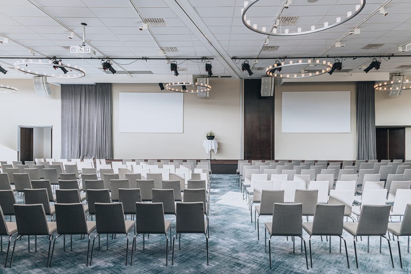Event space at Courtyard by Marriott Stockholm, modern design, ideal for conferences and presentations.