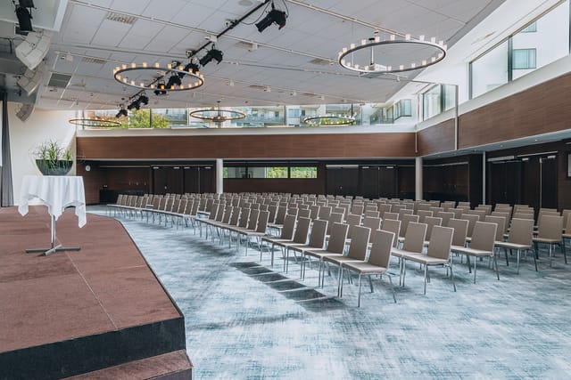 Event space at Courtyard by Marriott Stockholm with spacious layout for conferences.
