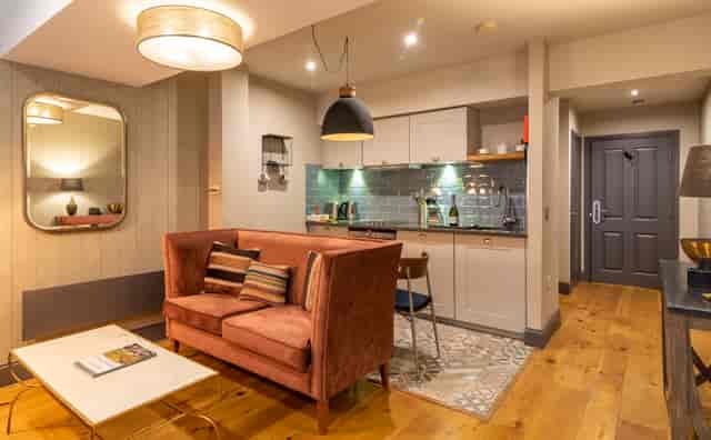 Stylish conference room in Harrogate with cozy seating for meetings and events.