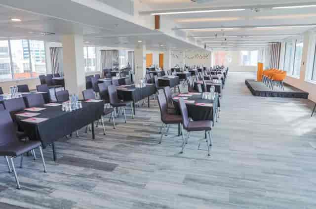 Conference setup in Etc.venues Manchester with natural light and professional ambiance.