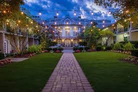 Elegant outdoor venue at The Olde Mill Inn, perfect for weddings and corporate events.