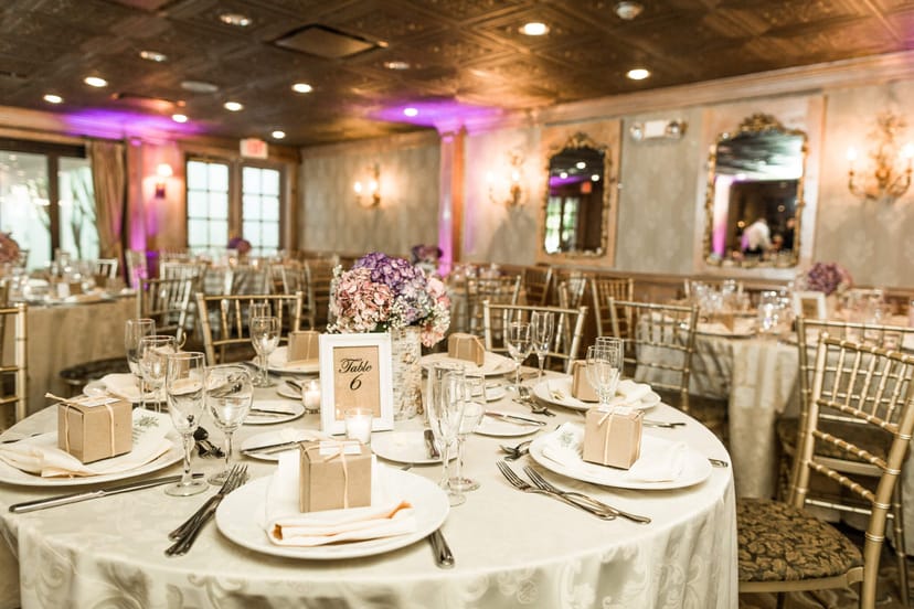 Elegant banquet room at The Olde Mill Inn, perfect for weddings and upscale events.