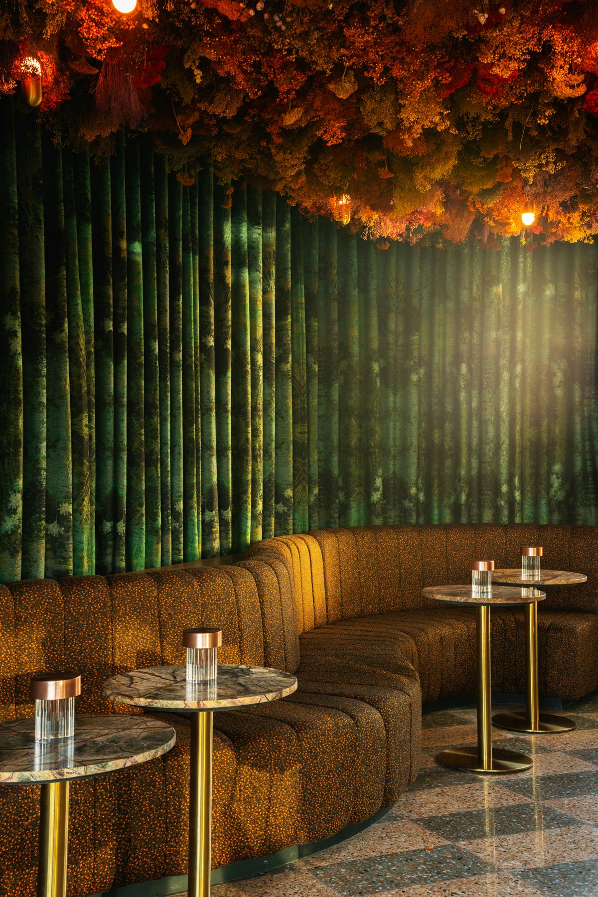Intimate seating area in Florattica, perfect for networking events and cocktail receptions.