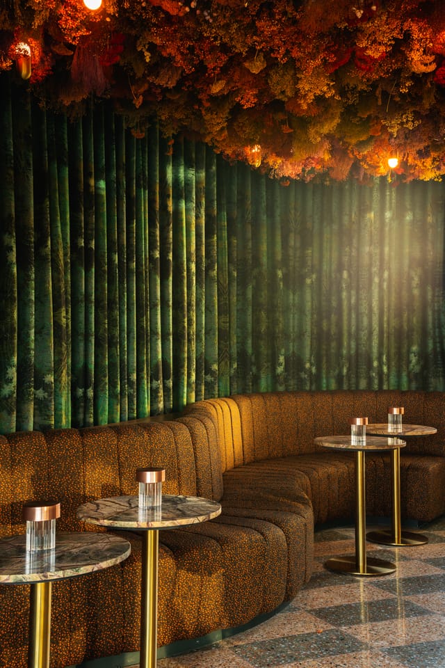 Intimate seating area in Florattica, perfect for networking events and cocktail receptions.