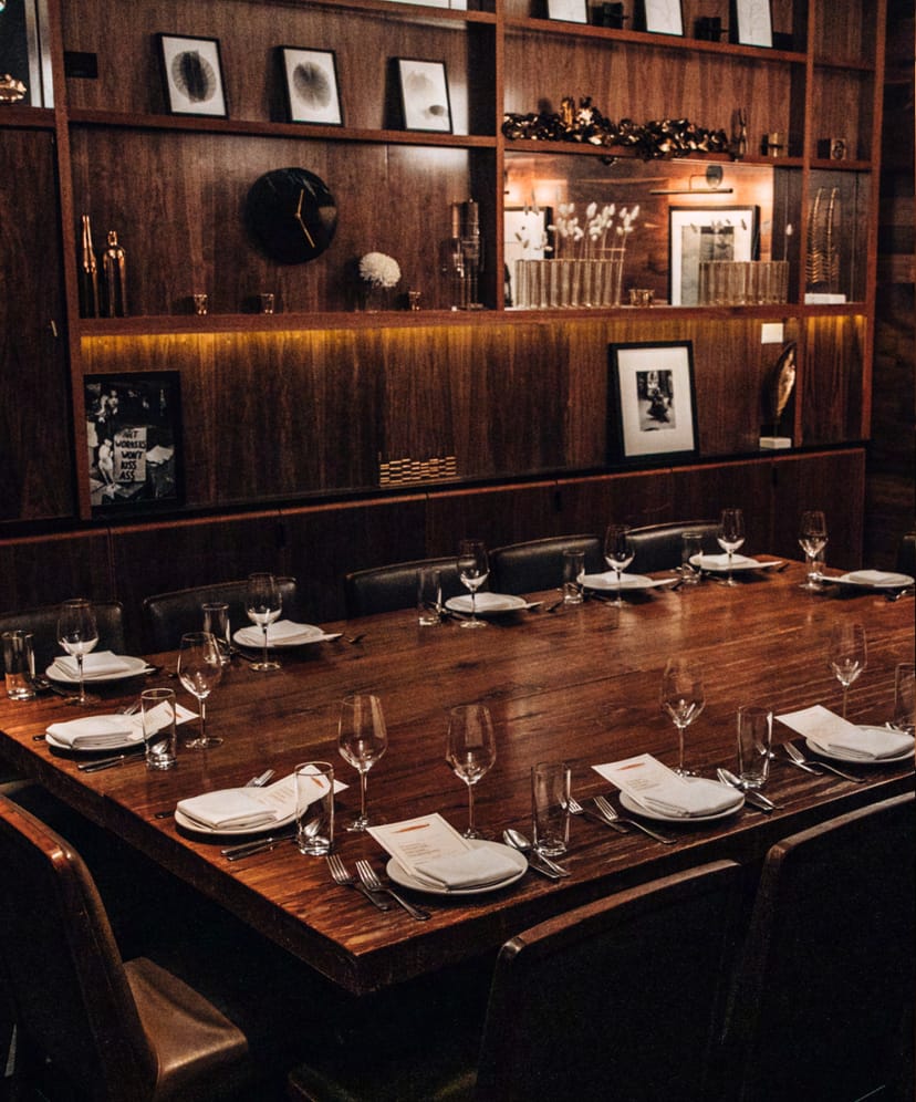 Private dining room at La Scarpetta with elegant table settings for intimate events.