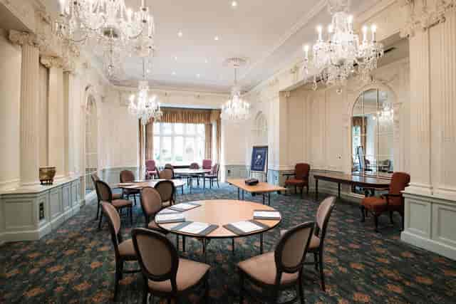 Edwardian Ballroom at Warren House Hotel, elegant decor for corporate meetings and events.