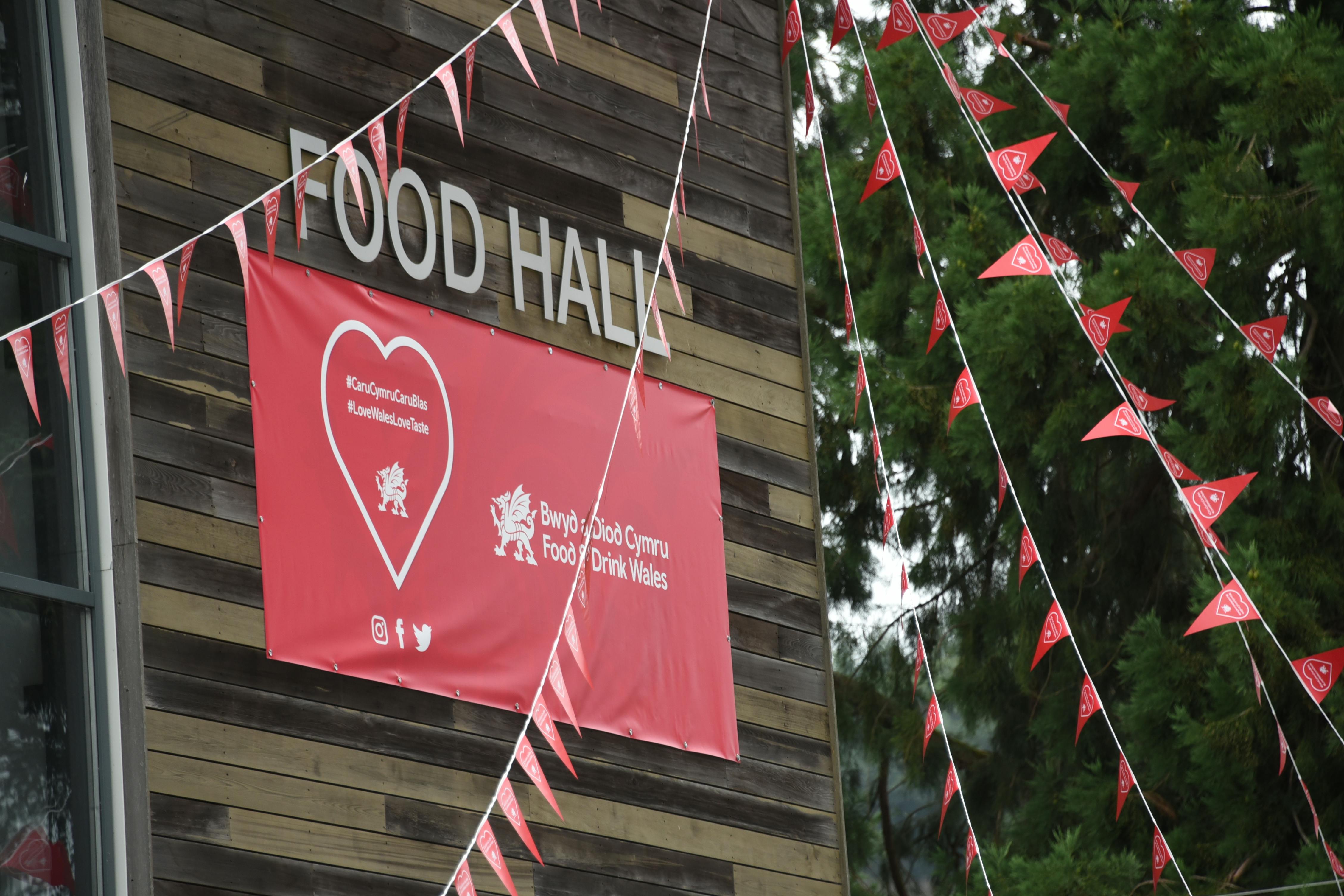 Vibrant food hall at Royal Welsh Showground, perfect for local cuisine events and gatherings.