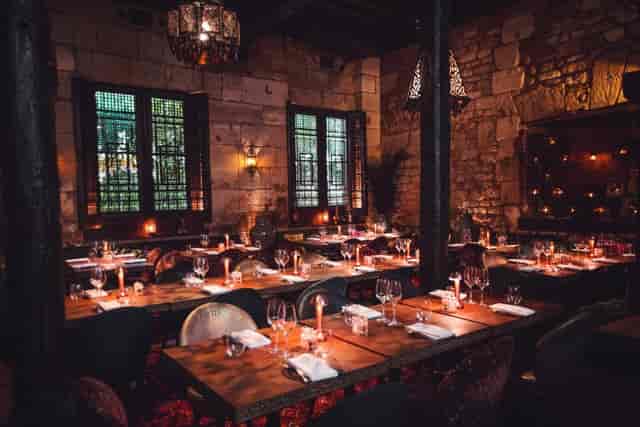 Elegant dining space in 404 Restaurant for intimate gatherings and upscale events.
