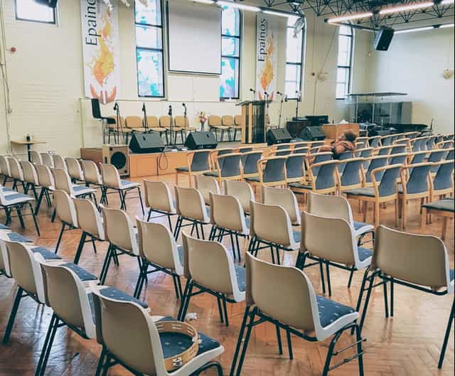 Main Hall in Heritage & Arts Centre, ready for presentations and community events.