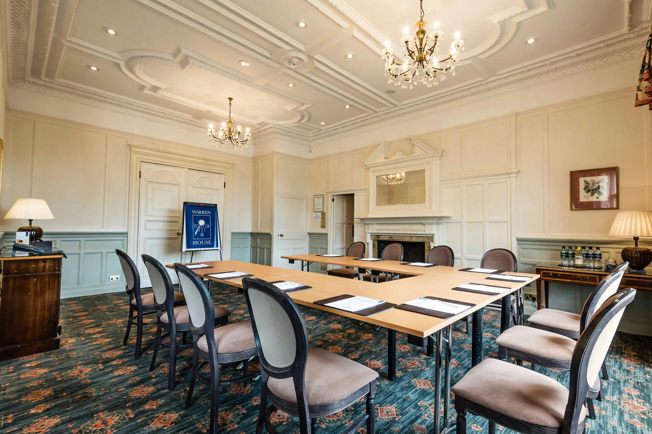 Elegant meeting room at Warren House Hotel, ideal for corporate events and gatherings.