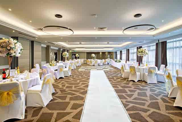 Ealing Suite at DoubleTree London Ealing, elegant wedding venue with floral decor.