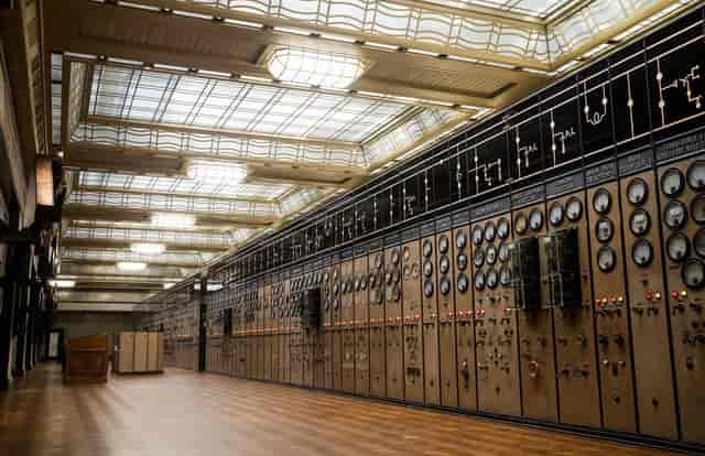 Battersea Power Station Control Room A with vintage panels, ideal for corporate events.