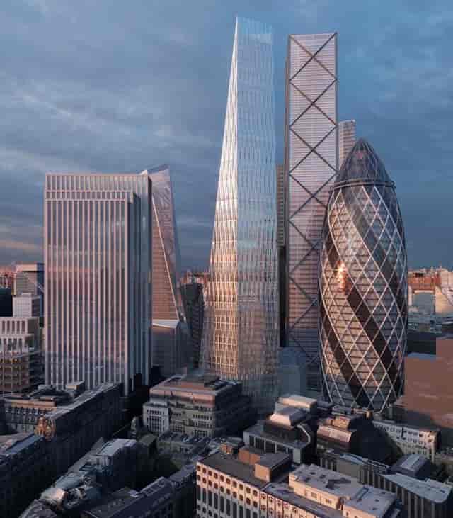 Leadenhall Street skyline with modern architecture, ideal for corporate events and conferences.