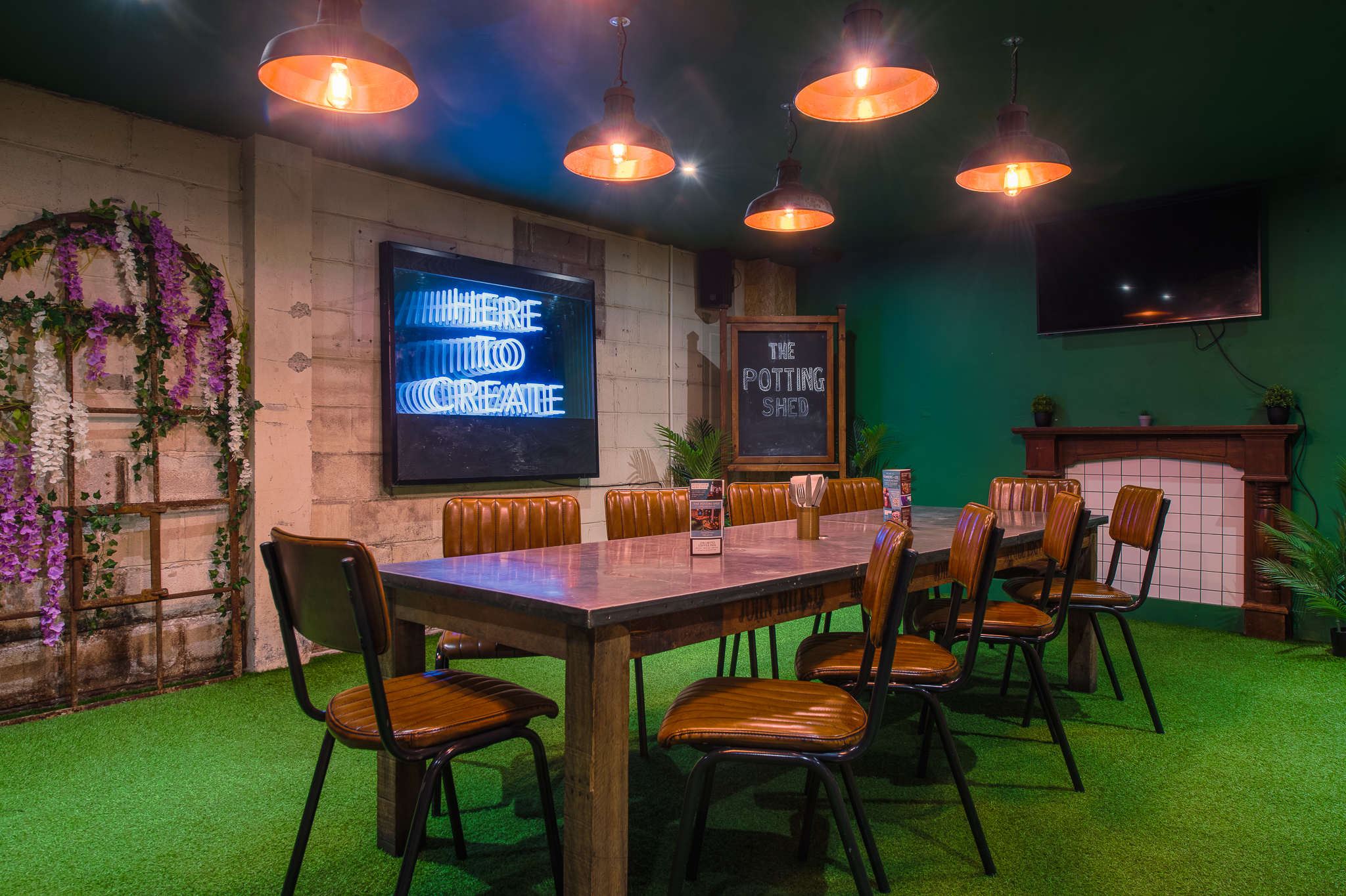 Vibrant meeting space at The Potting Shed, perfect for workshops and brainstorming sessions. - Banner