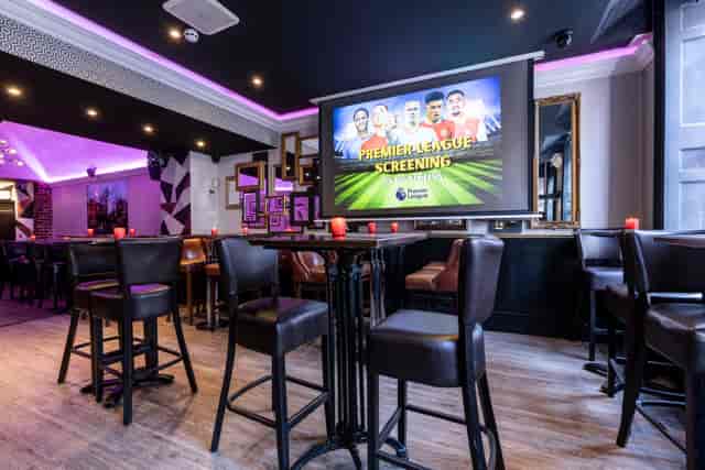Stylish Establishment Terrace Bar in Zebrano Soho, perfect for events and sports screenings.
