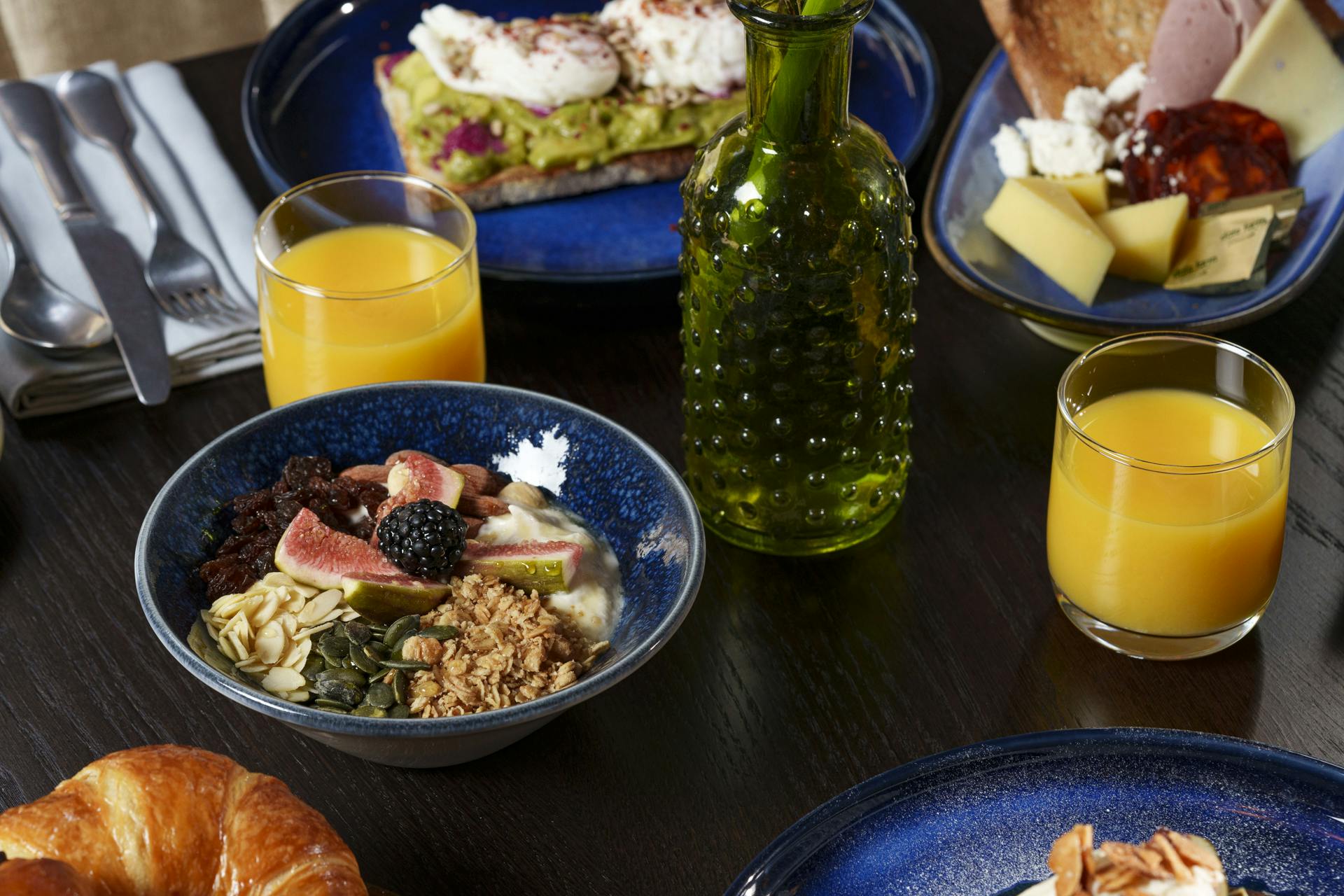 "Penelope's Private Dining Room breakfast spread for morning meetings in Covent Garden."