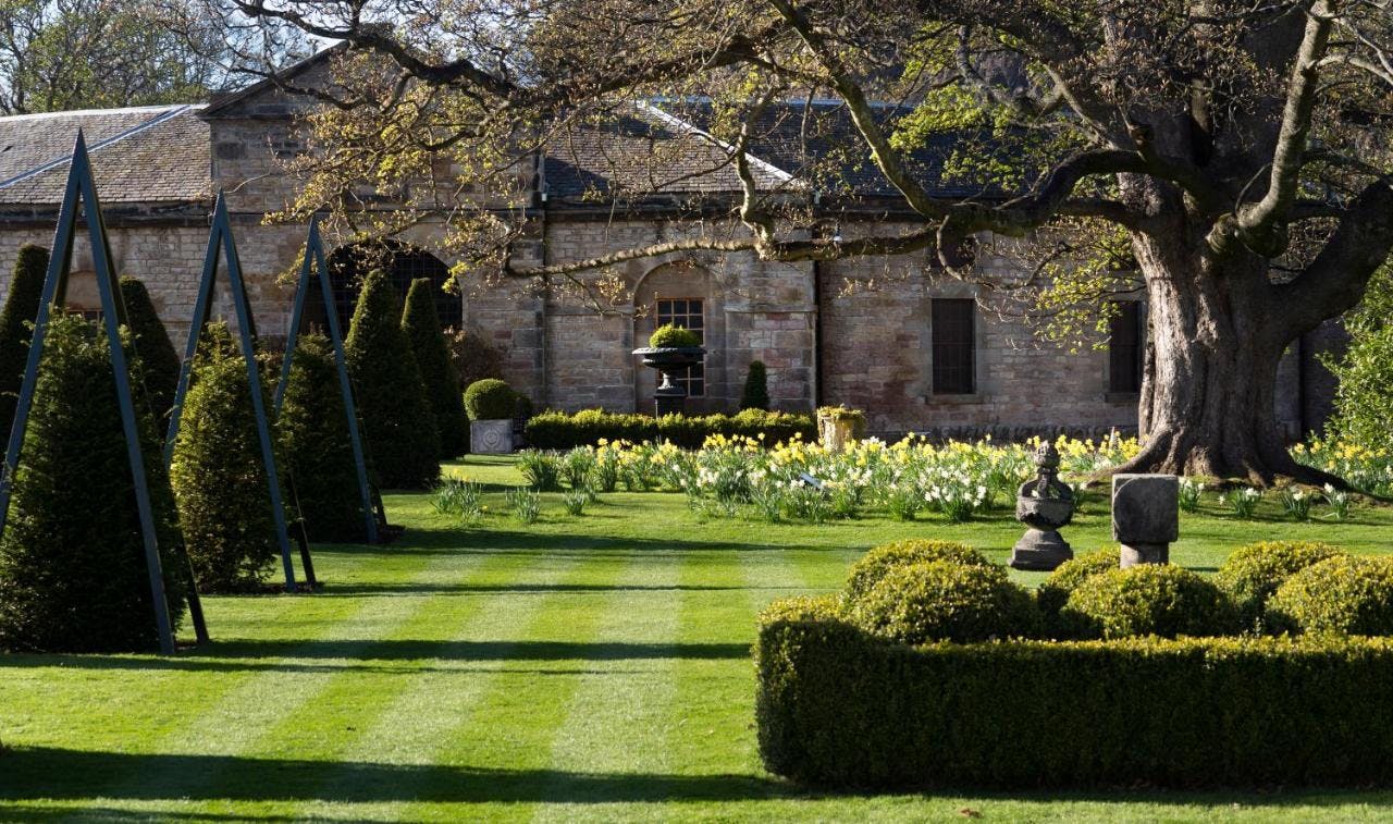 Elegant garden lawns at Prestonfield House, perfect for weddings and outdoor events.
