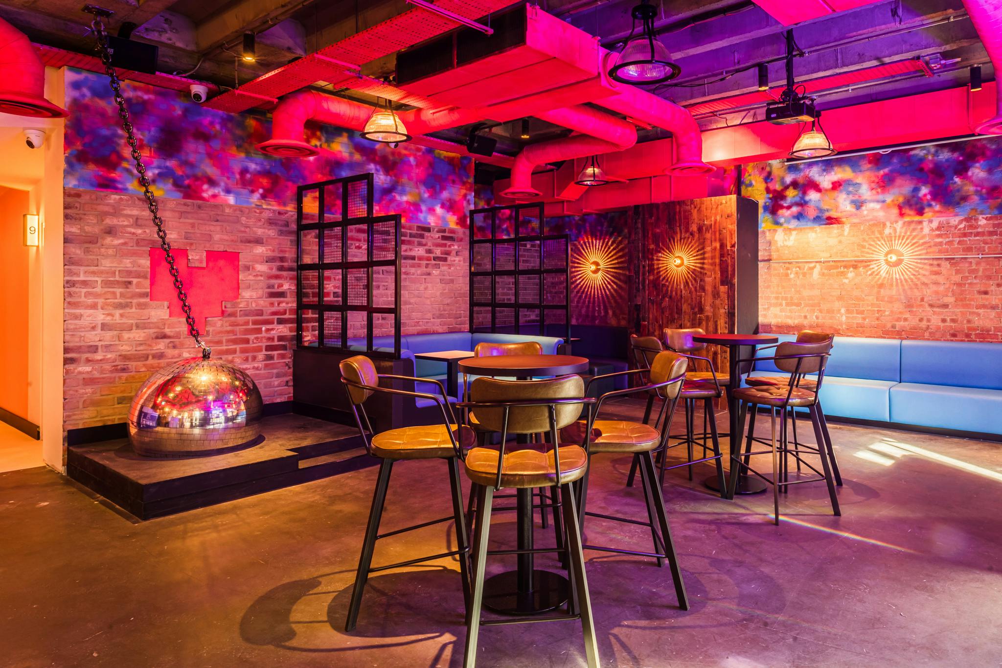 Vibrant event space at Lucky Voice Liverpool Street, perfect for networking and social gatherings.