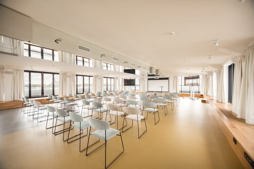 Modern Panorama Hall at Wellton Riverside Spa, ideal for corporate meetings and social events.