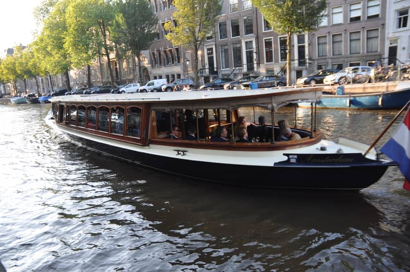 Canal boat event venue with scenic views for networking and team-building activities.