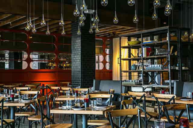 Bayonne Room at Cooks & Soldiers, modern decor for intimate gatherings and corporate events.
