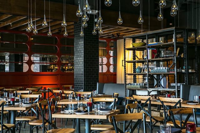 Bayonne Room at Cooks & Soldiers, modern decor for intimate gatherings and corporate events.
