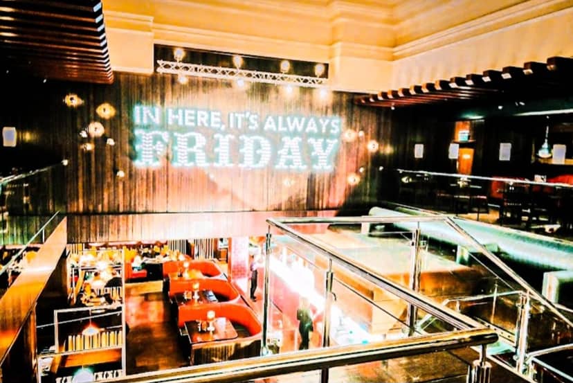 Vibrant modern venue at Fridays Royal Exchange for casual gatherings and corporate events.