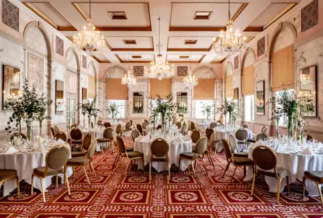 Bloomsbury ballroom wedding gala, ornate chandeliers