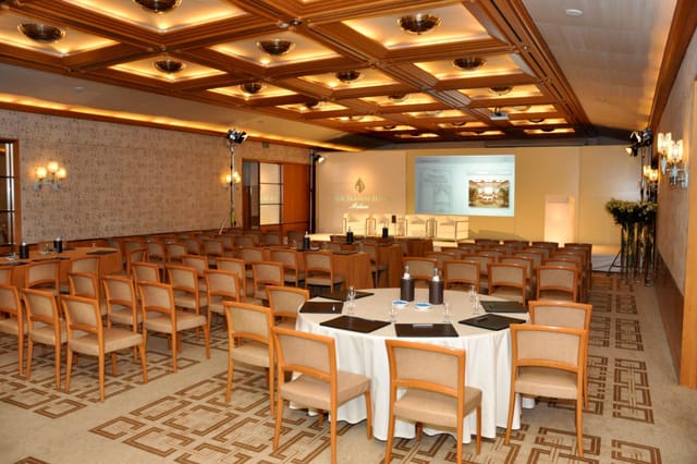 Ballroom at Four Seasons Hotel Milano, elegant meeting space for presentations and events.