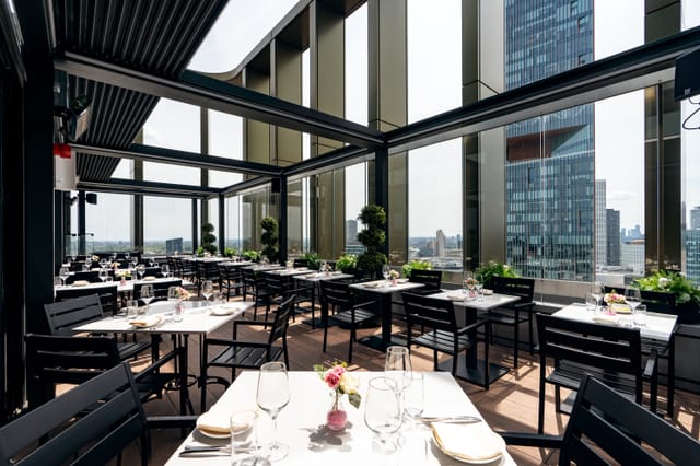 Stylish STK Rooftop venue with panoramic views for upscale events and receptions.