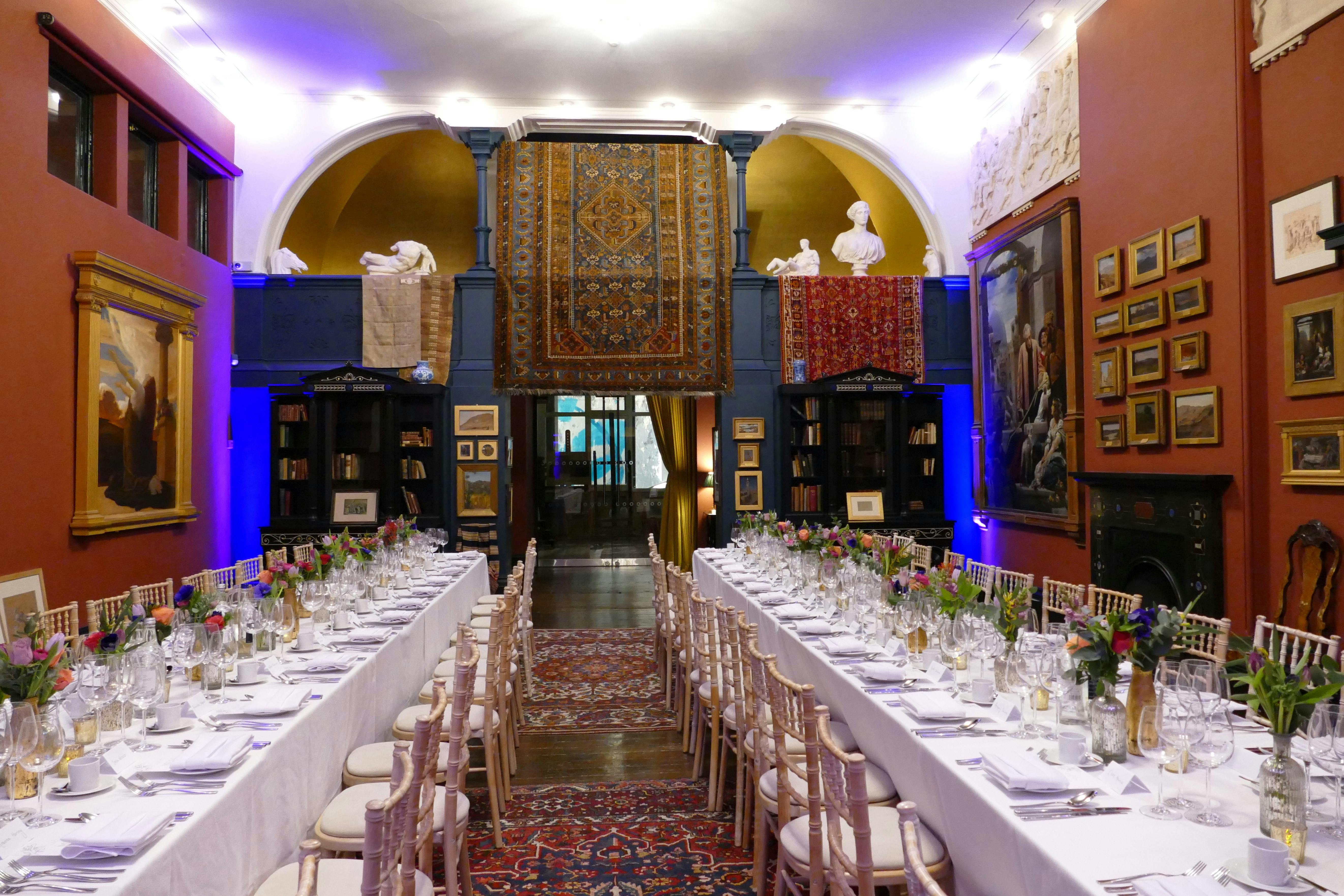 Elegant banquet hall in Artist's Studio, Leighton House for upscale events.