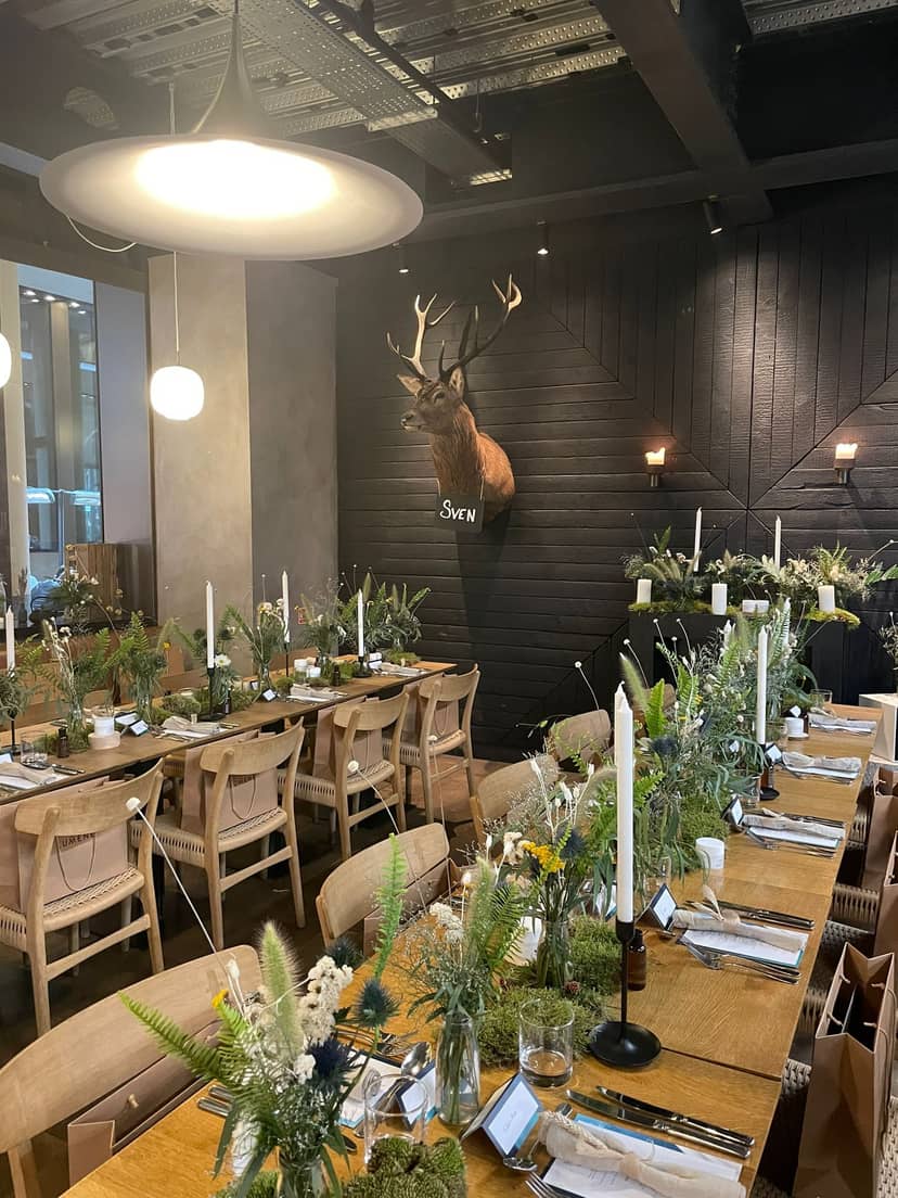 Semi-private dining space with rustic decor, ideal for intimate gatherings and corporate events.