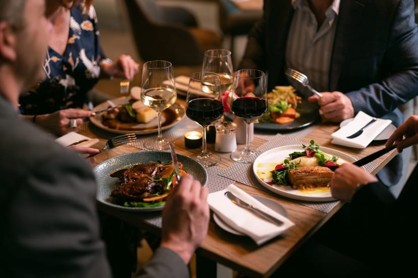 Elegant dining at The Assembly, Seven Villa Hotel & Spa for corporate events and networking.