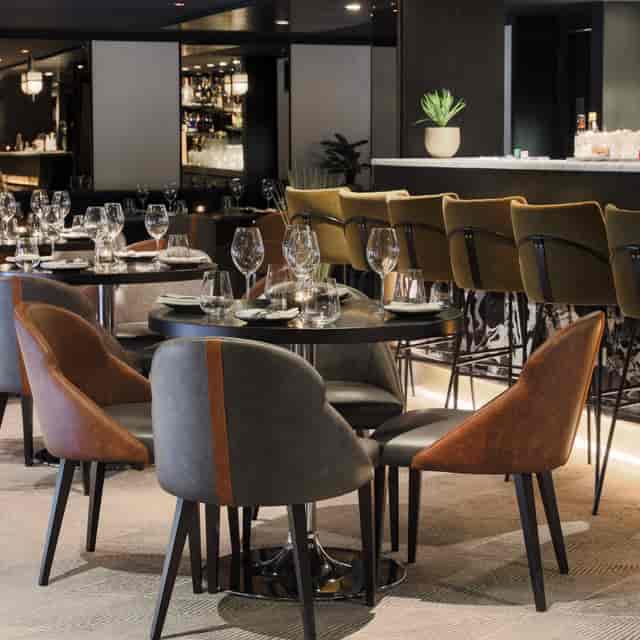 Stylish dining area at Gaucho, Canary Wharf for upscale events and private dinners.