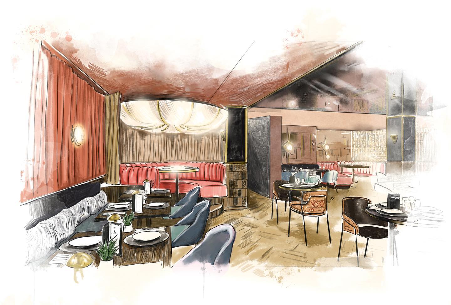 Main Restaurant and Terrace in Canary Wharf, elegant decor for networking events and private dinners.