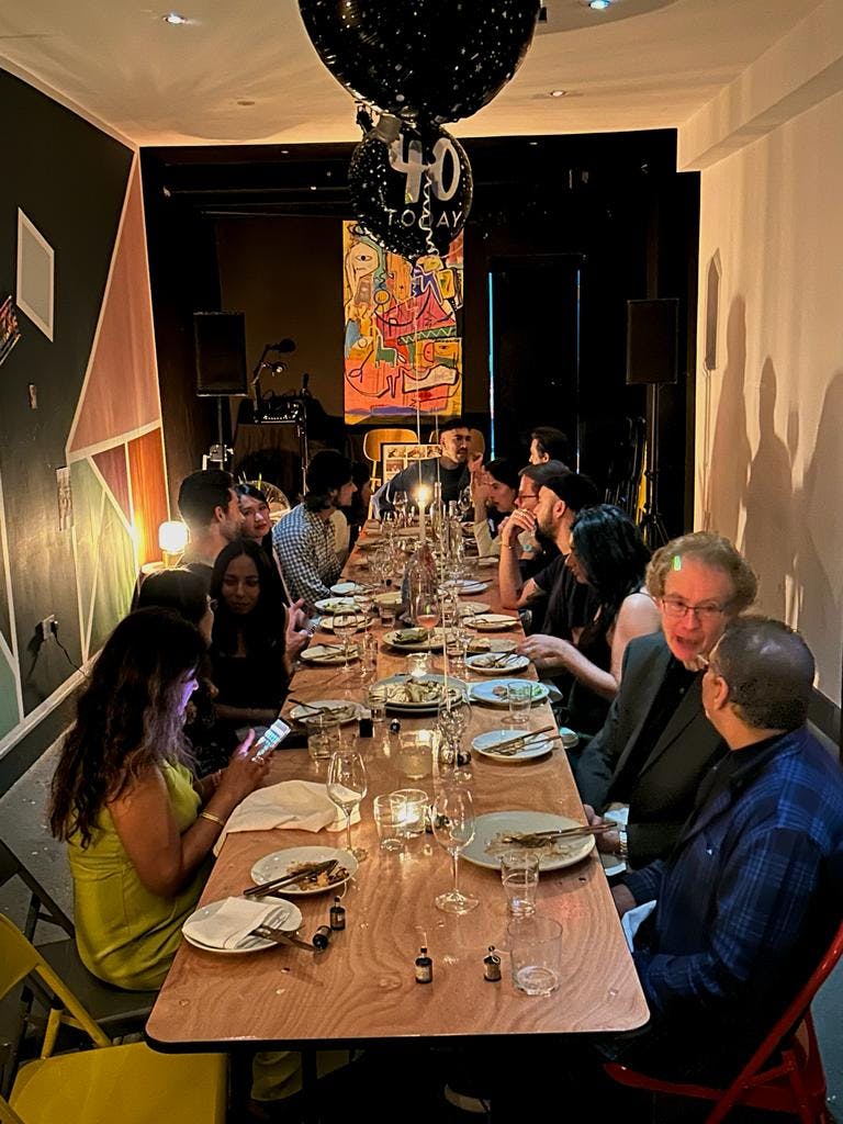 Vibrant dinner setting in Hackney Coterie, ideal for networking and gatherings.