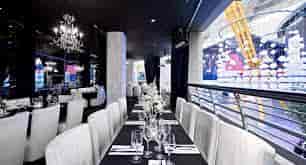 Private dining room at The O2, featuring elegant decor for upscale events and meetings.